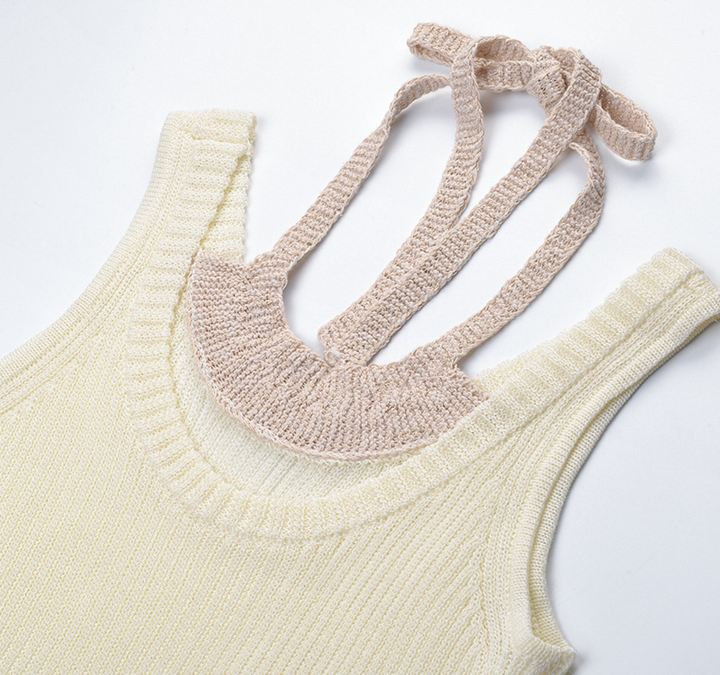 Beaded Halter Knit Tank Top
