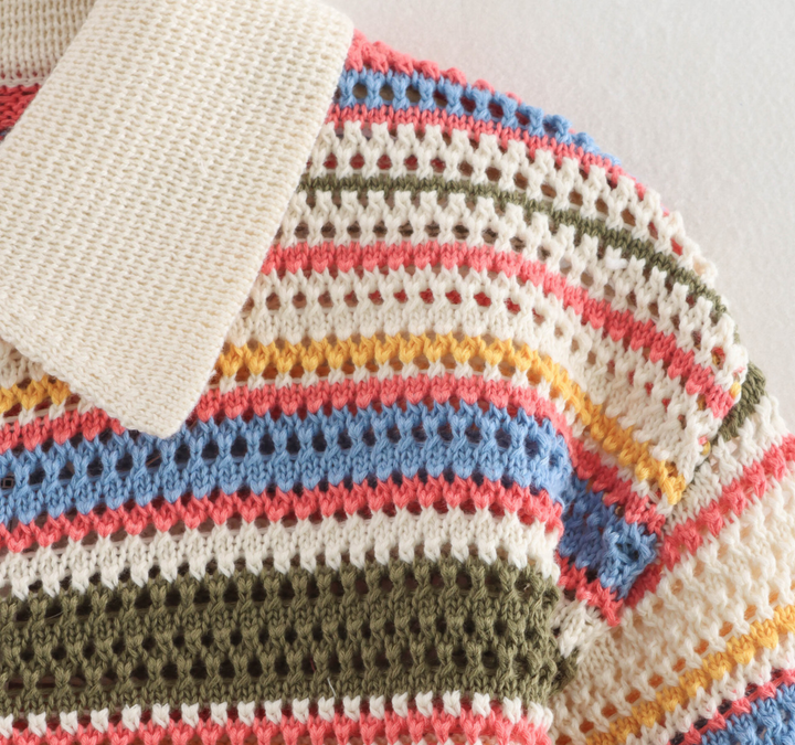 Sunset Stripe Hollow Knit Set