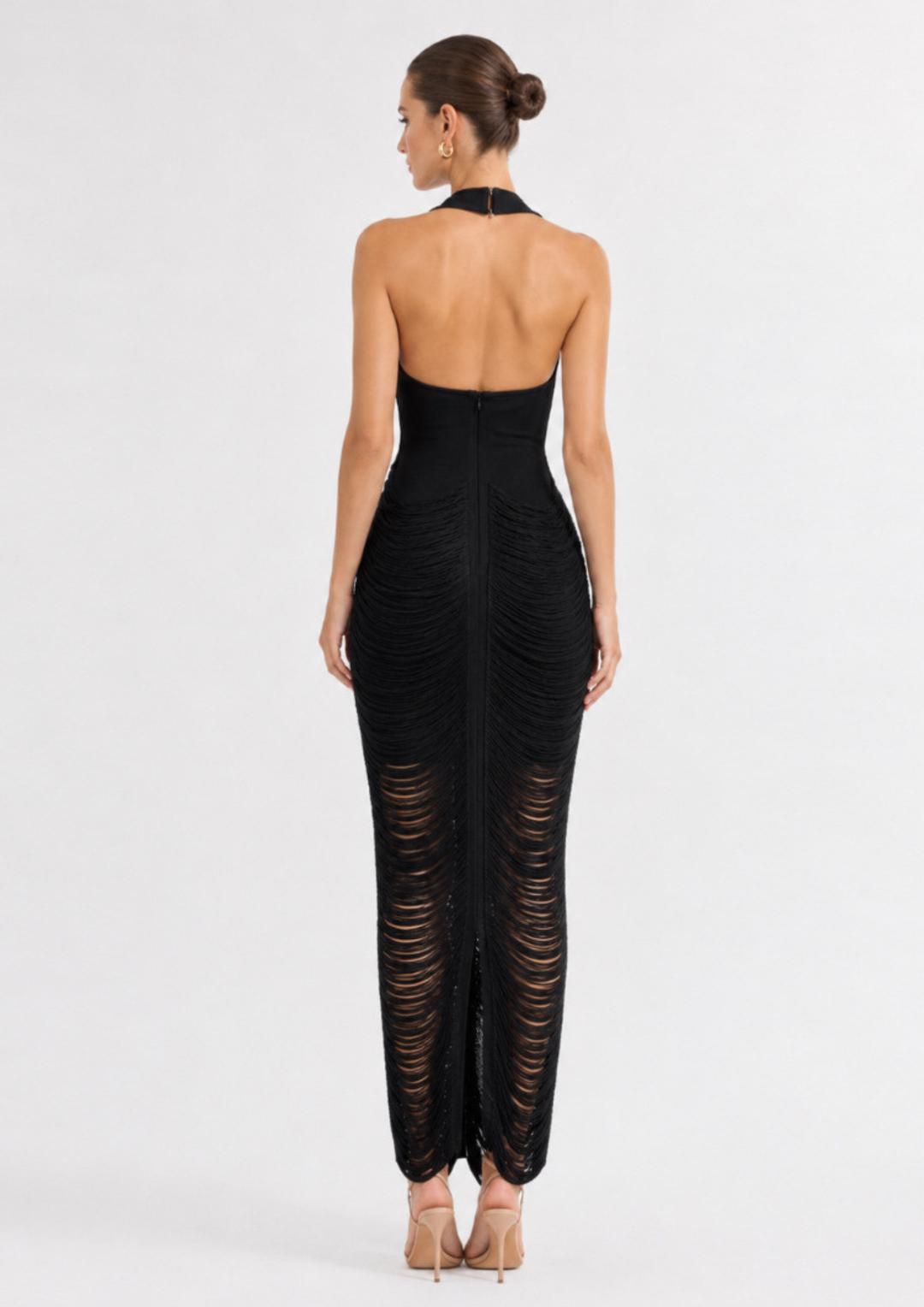 Midnight Mirage Halter Gown