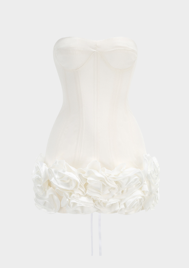 Rosette Lace Up Corset Mini Dress