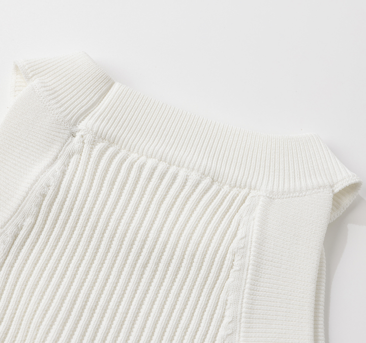 Ivory Ribbed Halter Knit Top