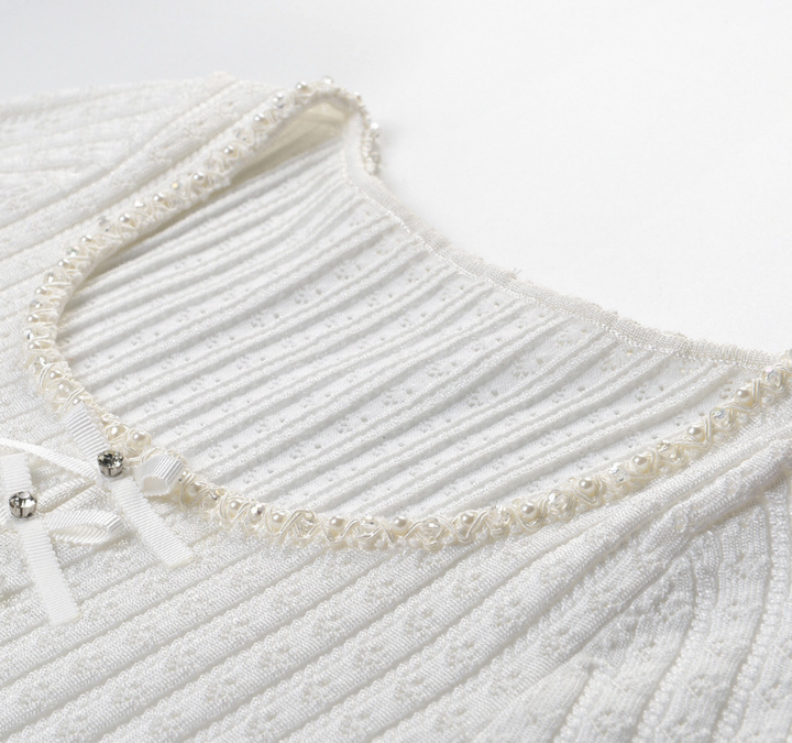 Ivory Lace Up Knit Mini Dress