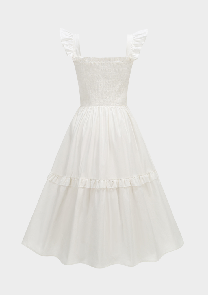 Ivory Meadow Smocked Midi Dress