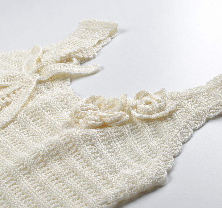Rosette Crochet Knit Tank Top