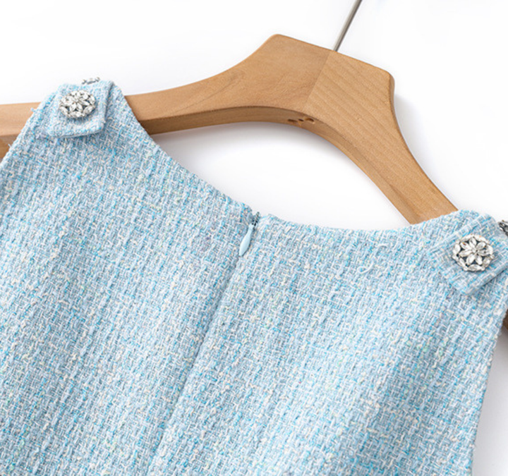 Sky Blue Tweed Shift Dress