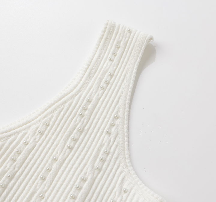 Pearl Embellished Knit Skater Dress