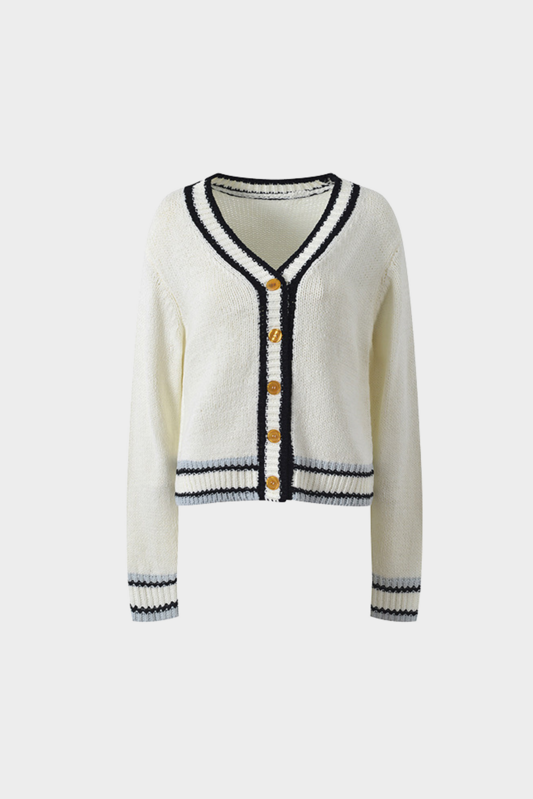 Soft Wool V Neck Contrast Buttoned Cardigan Top