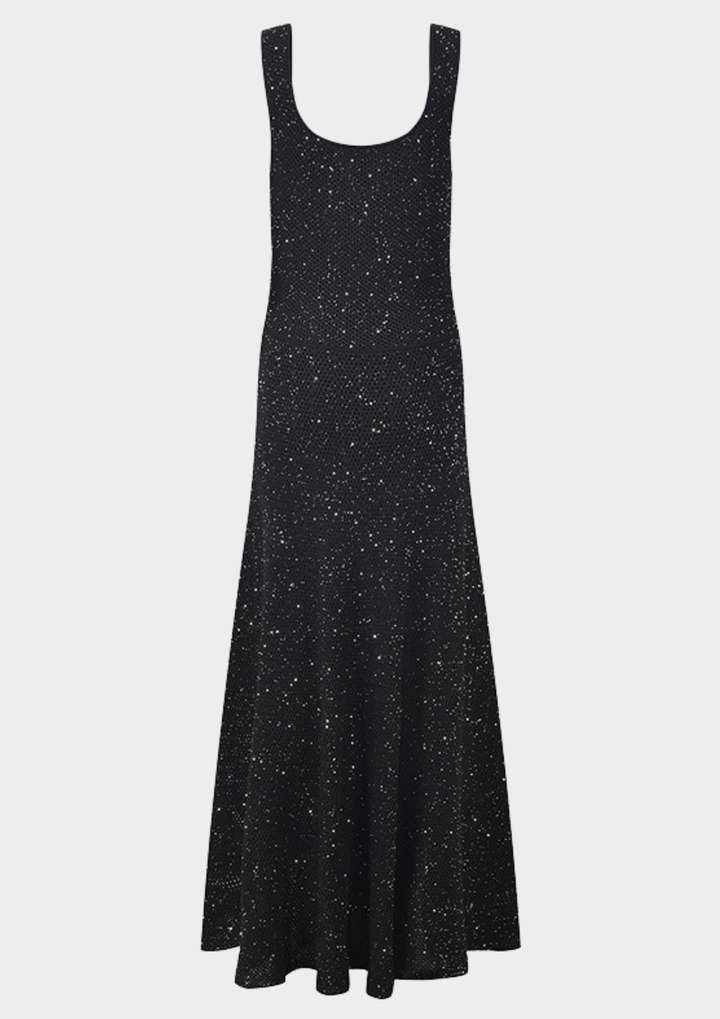 Midnight Sparkle Sleeveless Maxi Dress