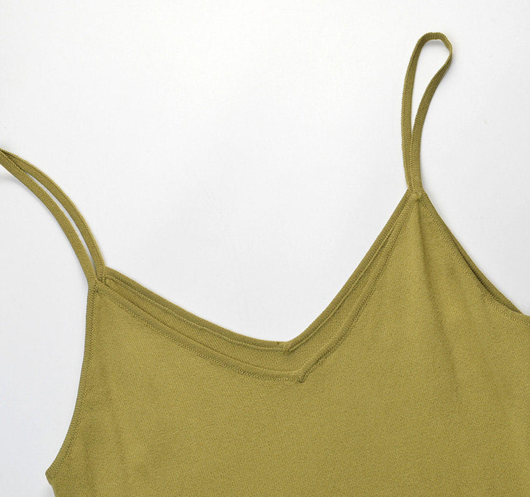 Olive Ruffle Knit Maxi Dress