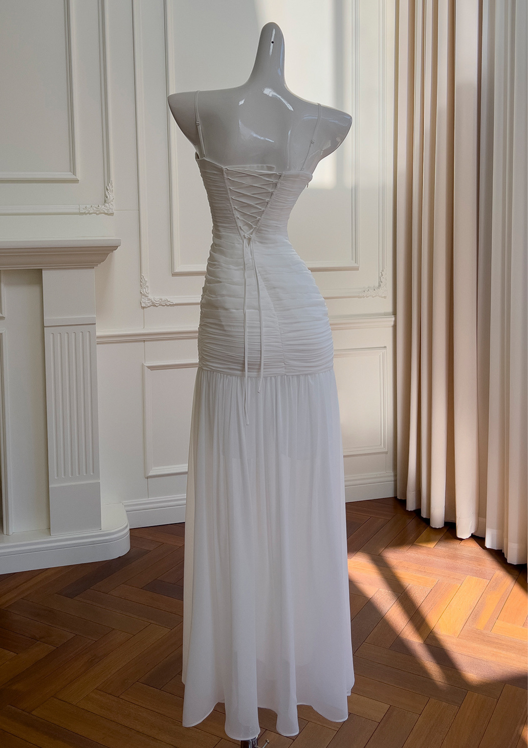 Ivory Whisper Mesh Maxi Dress