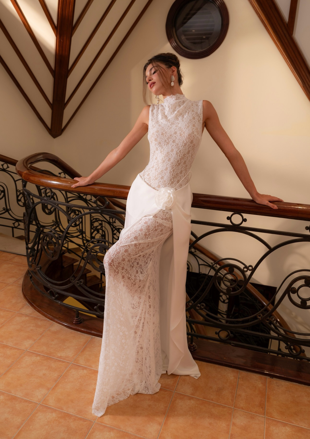 Celeste Lace Rosette Gown