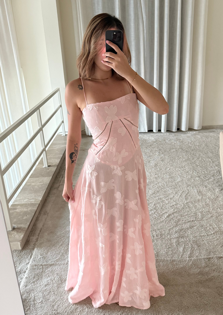 Bloom Floral Lace Back Maxi Dress