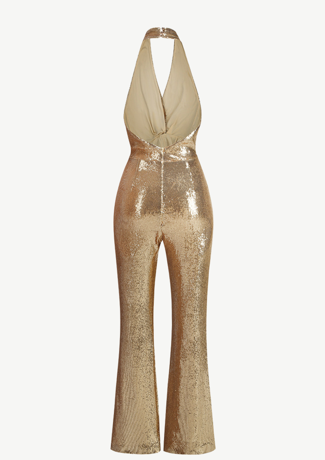 Golden Glam Sequin Halter Jumpsuit