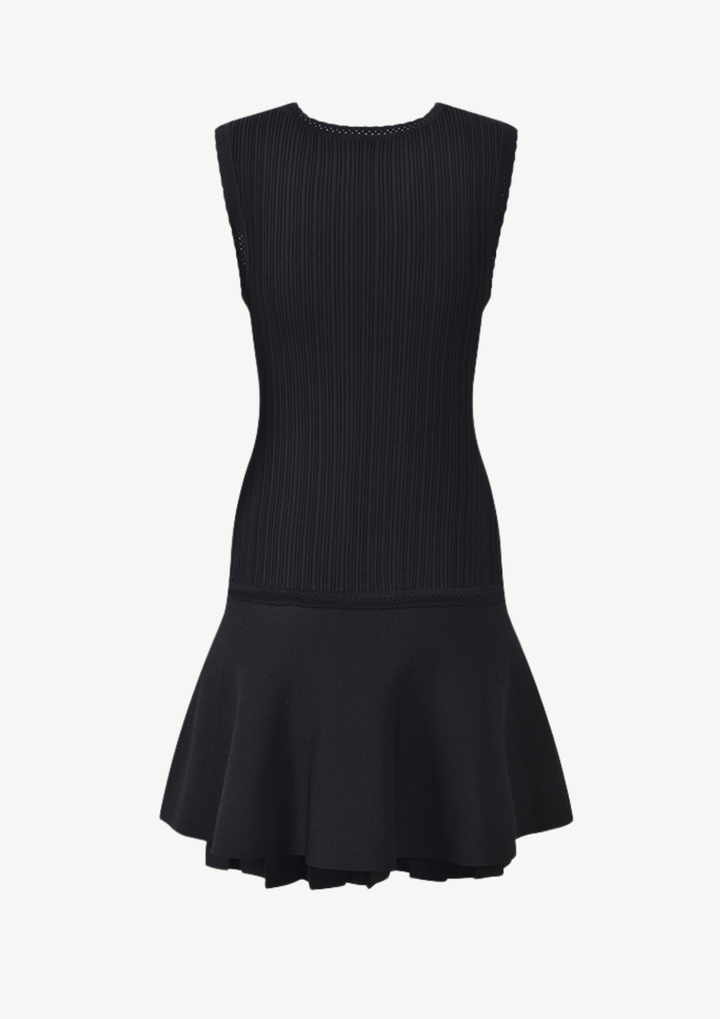 Ribbed Knit Flounce Hem Mini Dress