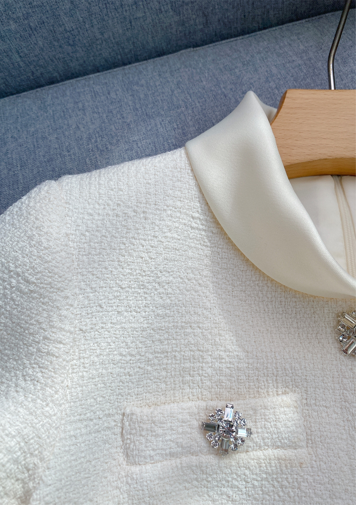 Tweed Elegance Mesh Knit Maxi Dress