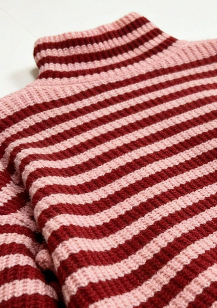 Striped Zip-Up Knit Cardigan Top