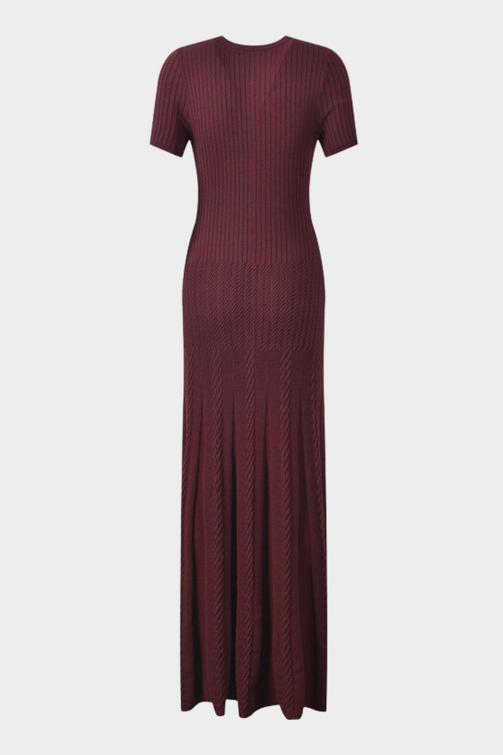 Luxe Viscose Button Down Knit Maxi Dress In Burgundy