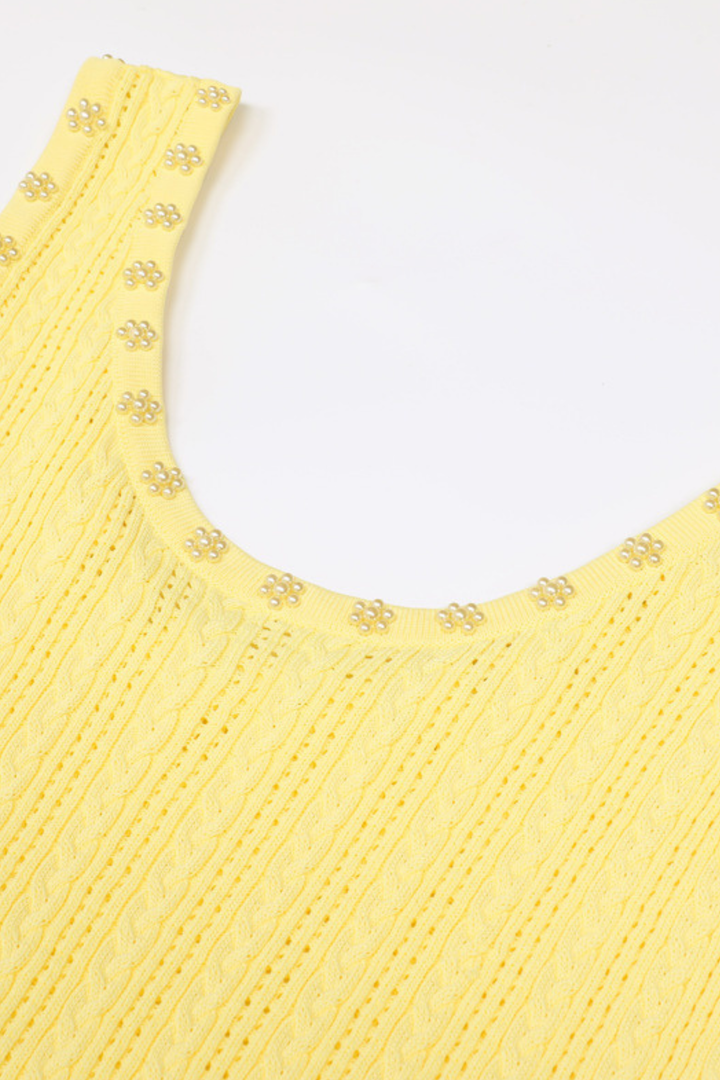 Rosette Pearl Knit  Flower Dress