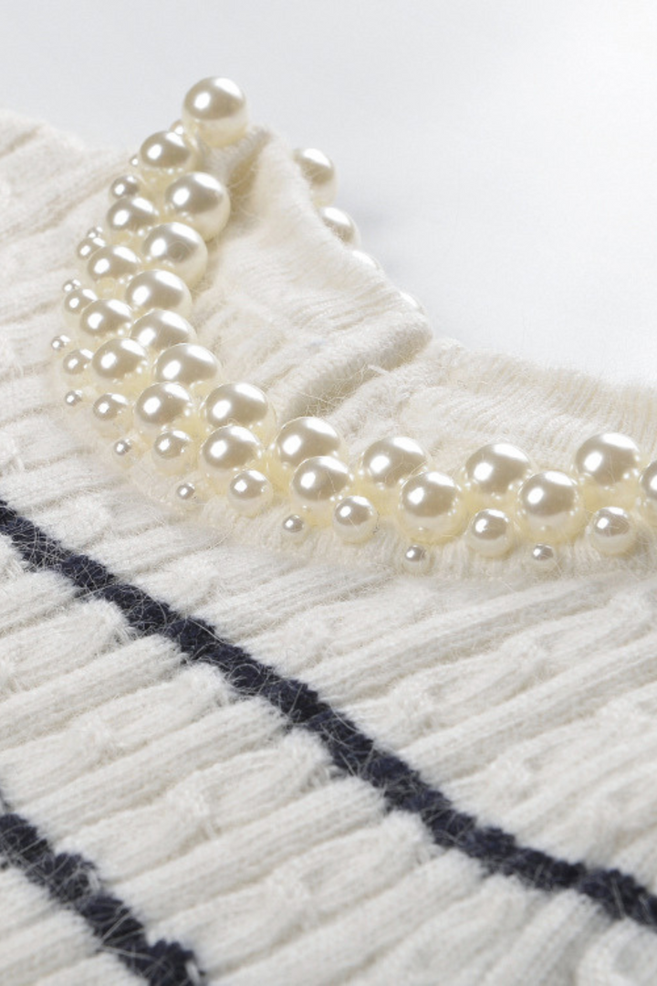 Pearl Striped Jacquard Knit Sweater Top