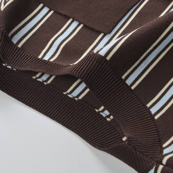 Espresso Stripe Knit Polo Top