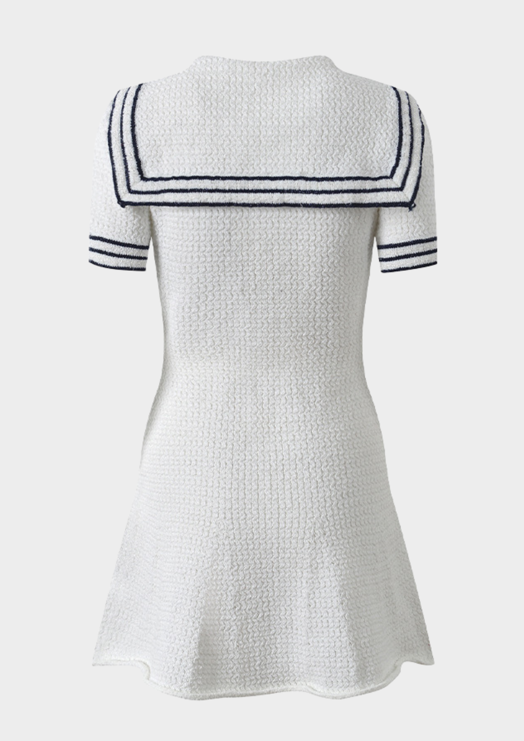 Marina Stripe Button Detail Knit Mini Dress - White