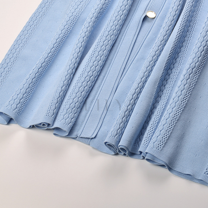 Sky Blue  Elegance Textured Knit Maxi Dress