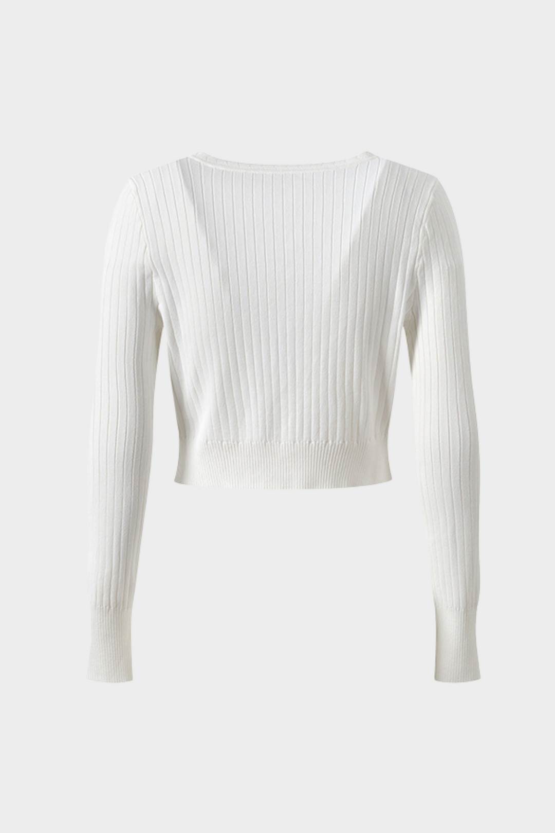 Lily – Ribbed Button Front Cardigan Top in White
