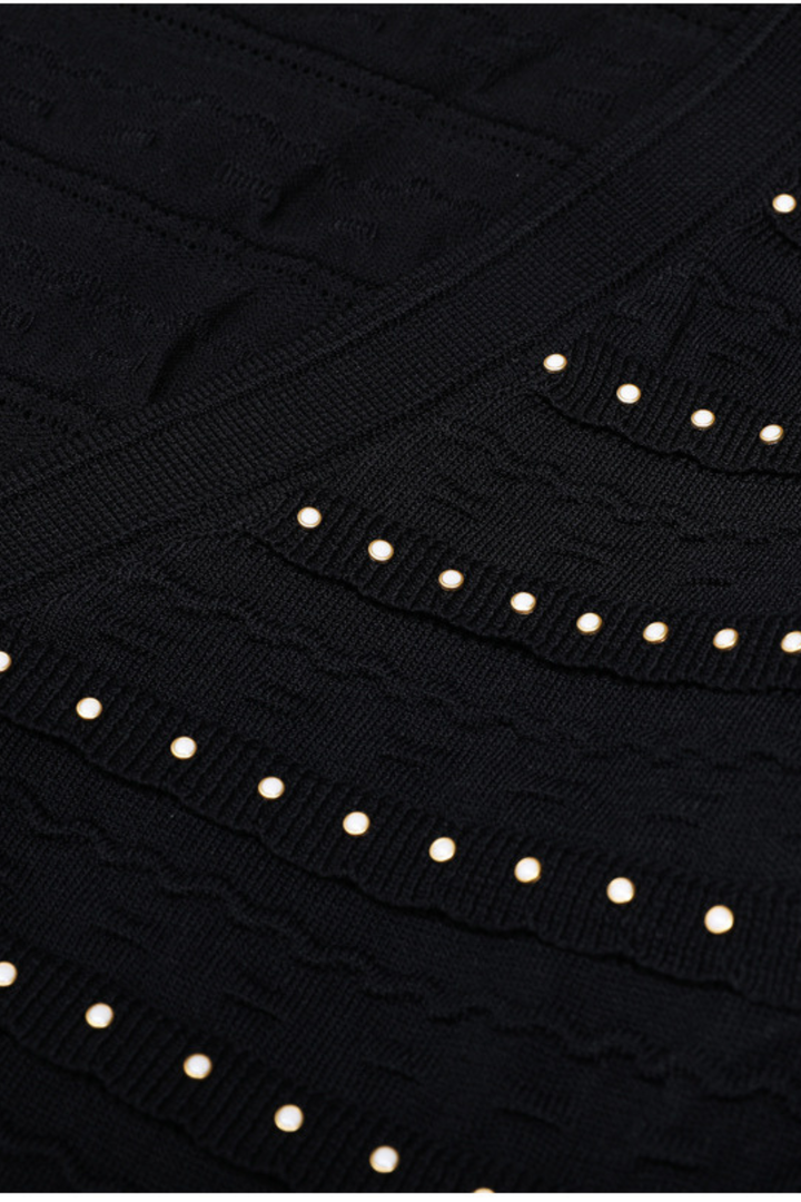 Elegant Pearl V Neck Maxi Dress