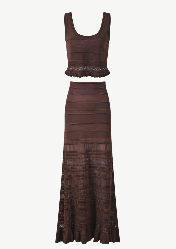 Lace Knit Maxi Skirt Set