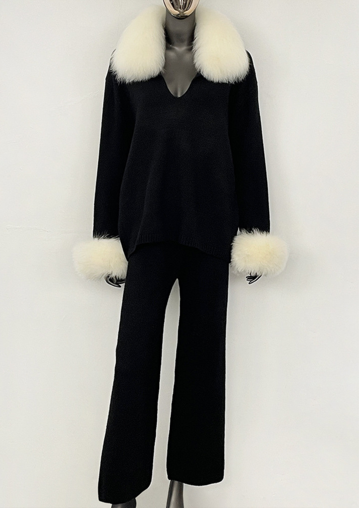 Serena Fur Collar Knit Set