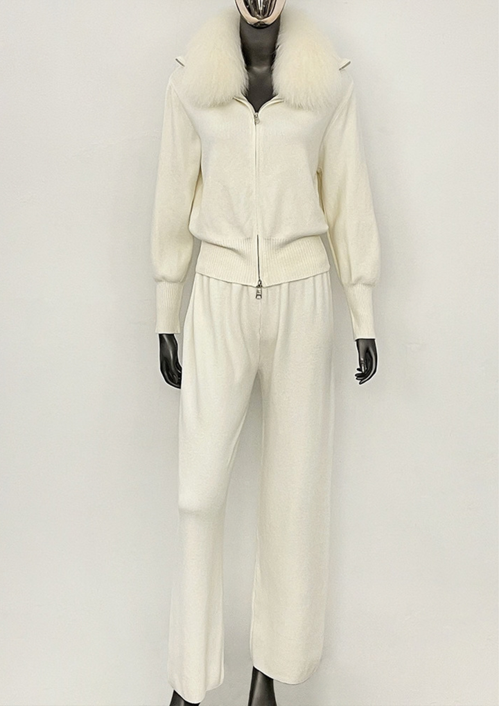 Celeste Fur Collar Knit Set
