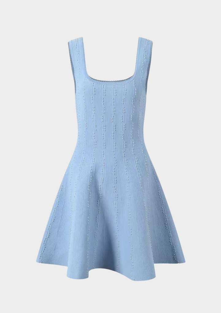 Pearl Embellished Knit Skater Dress