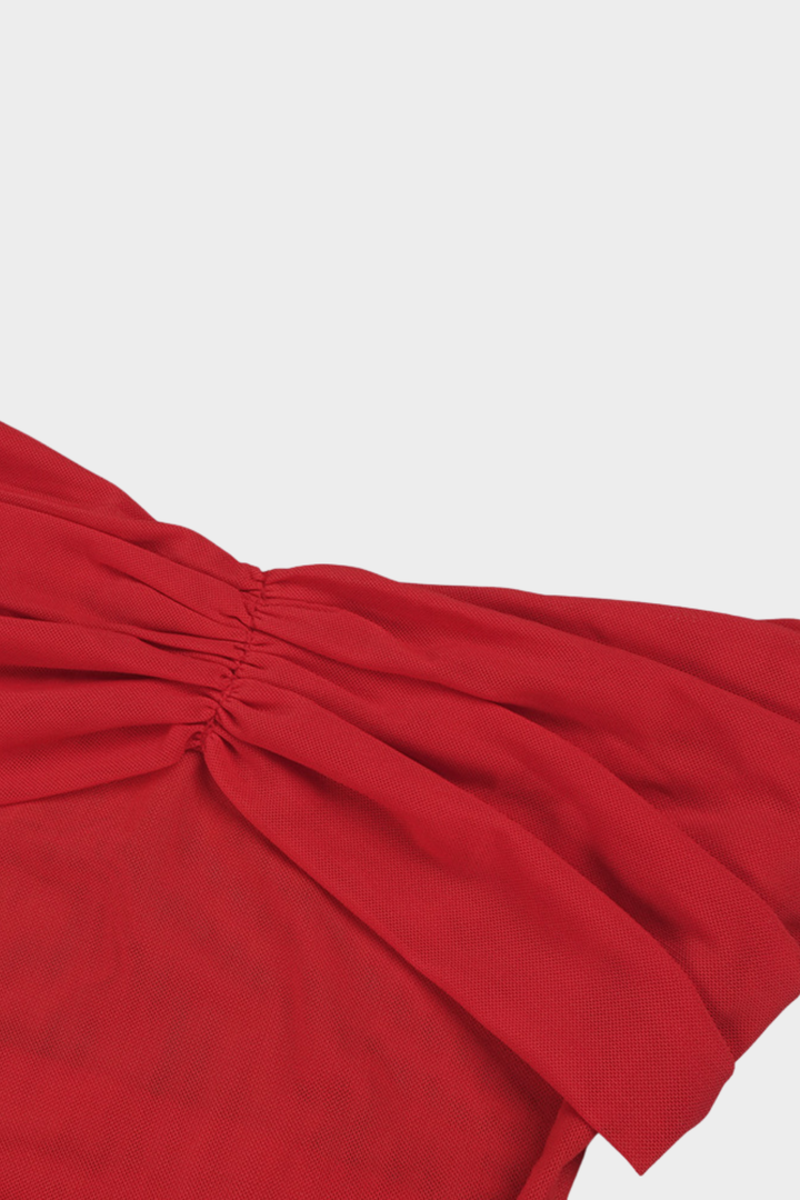 Fiery Muse Strapless Sheer Mesh Maxi Dress