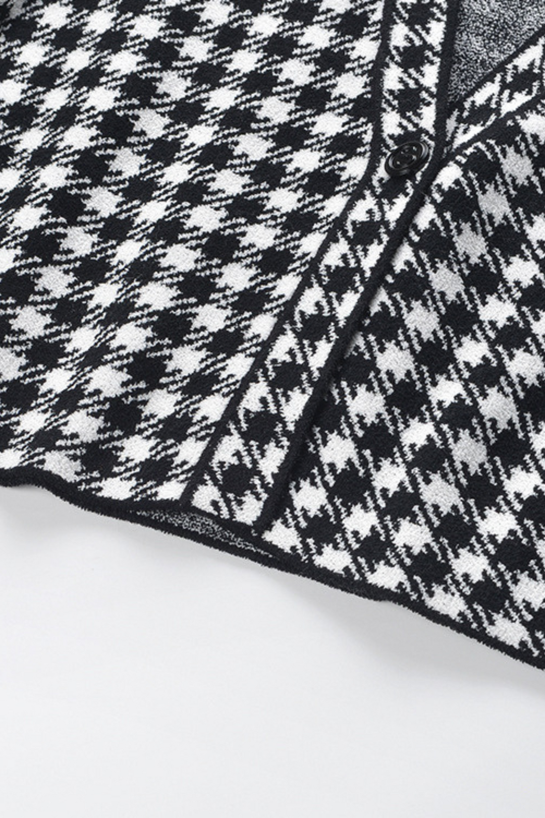 Chic Knit Houndstooth Long Sleeve Mini Skirt Set