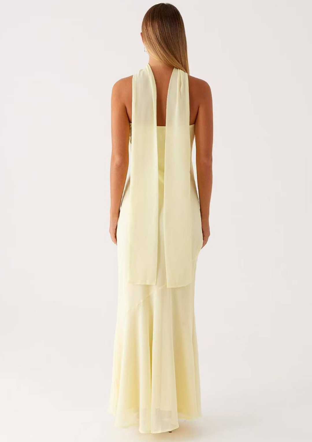 Scarf Neck Strapless Maxi Dress