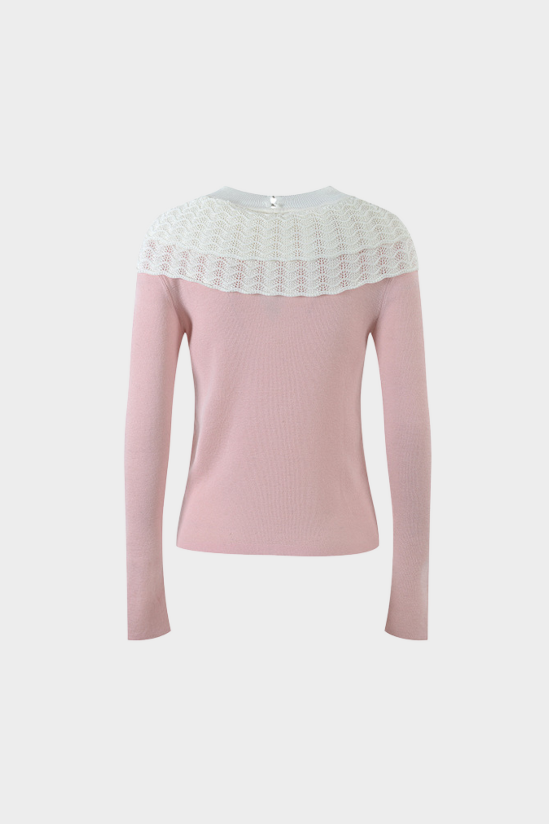 Heart Bow Lace Splicing Round Neck Wool Sweater Top