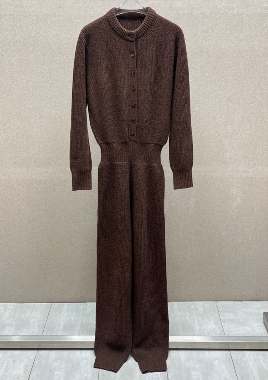 Natasha Pure Wool Ribbed Knit Jumpsuit