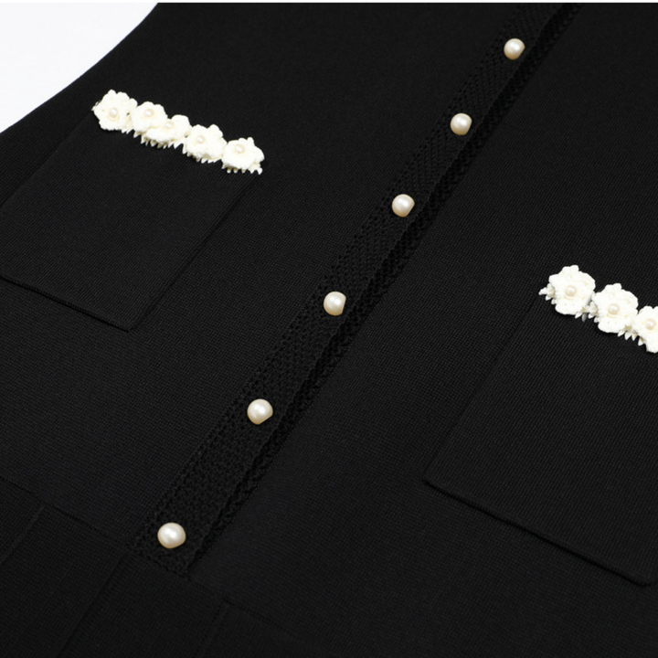 Pearl Trim Elegance Maxi Dress