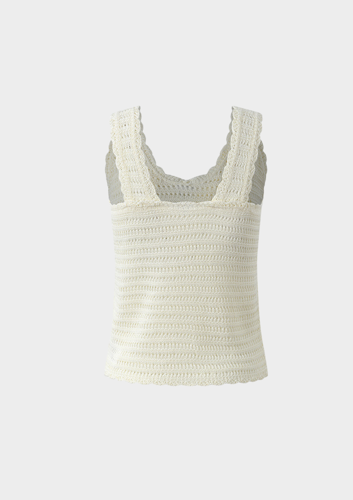 Rosette Crochet Knit Tank Top