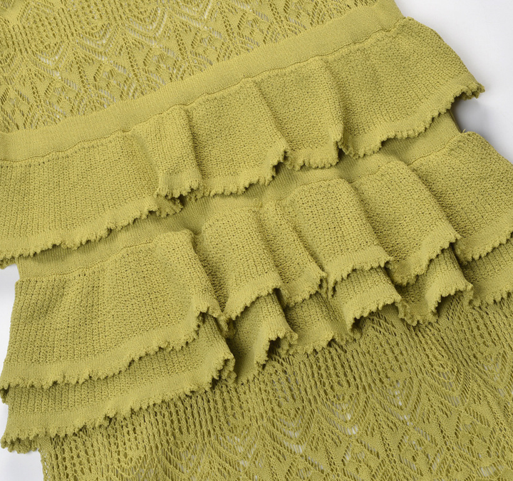 Olive Ruffle Knit Maxi Dress