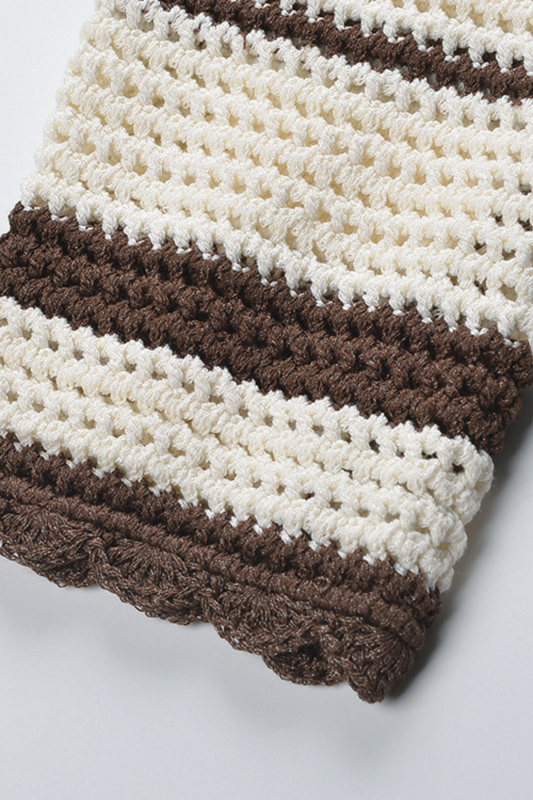 Striped Hollow Knit Cropped Cardigan Top