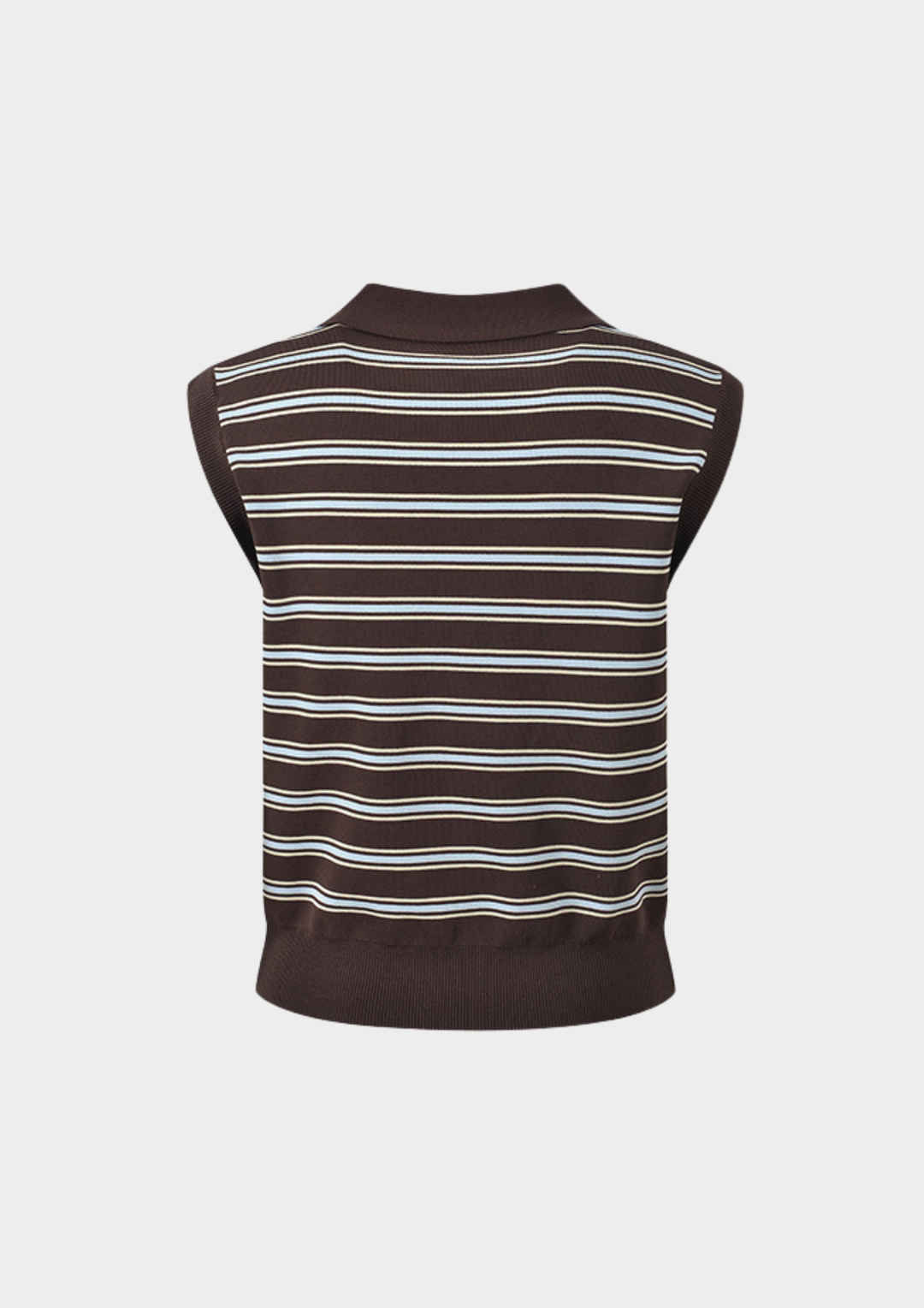 Espresso Stripe Knit Polo Top