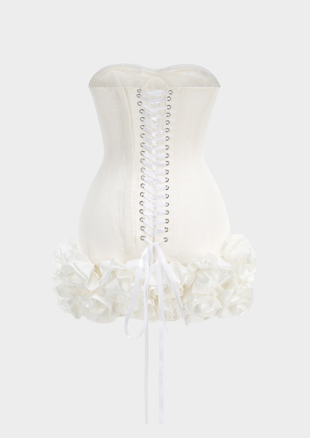 Rosette Lace Up Corset Mini Dress