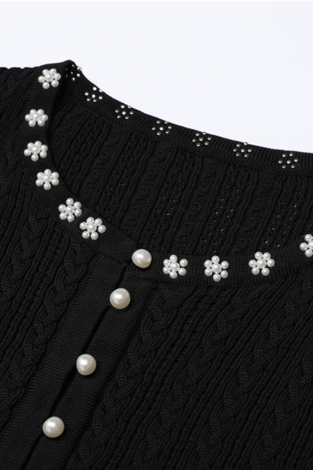 Rosette Pearl Knit Flower Cuffs  Top