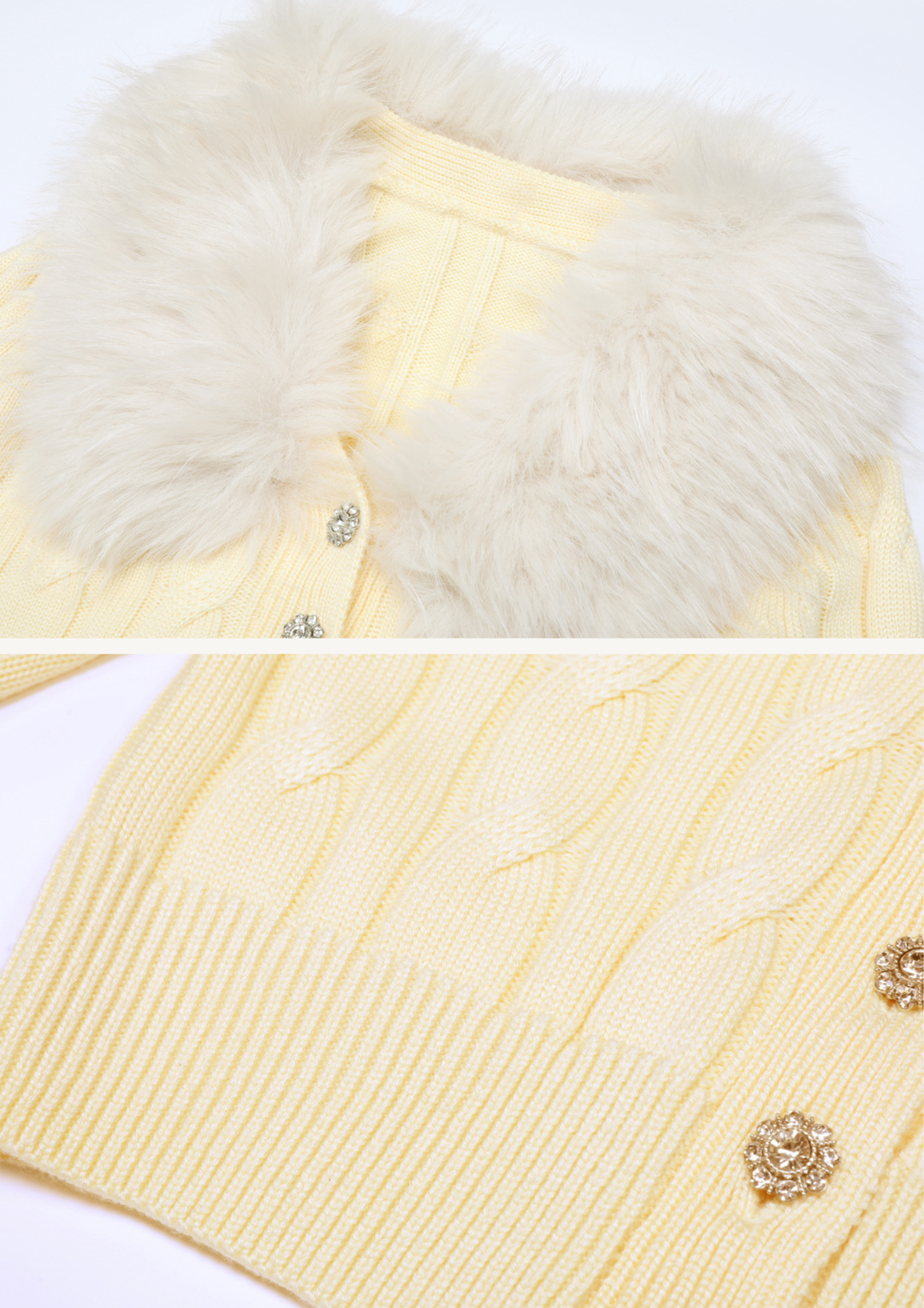 Celina Crystal Fur-Trimmed Knit Set