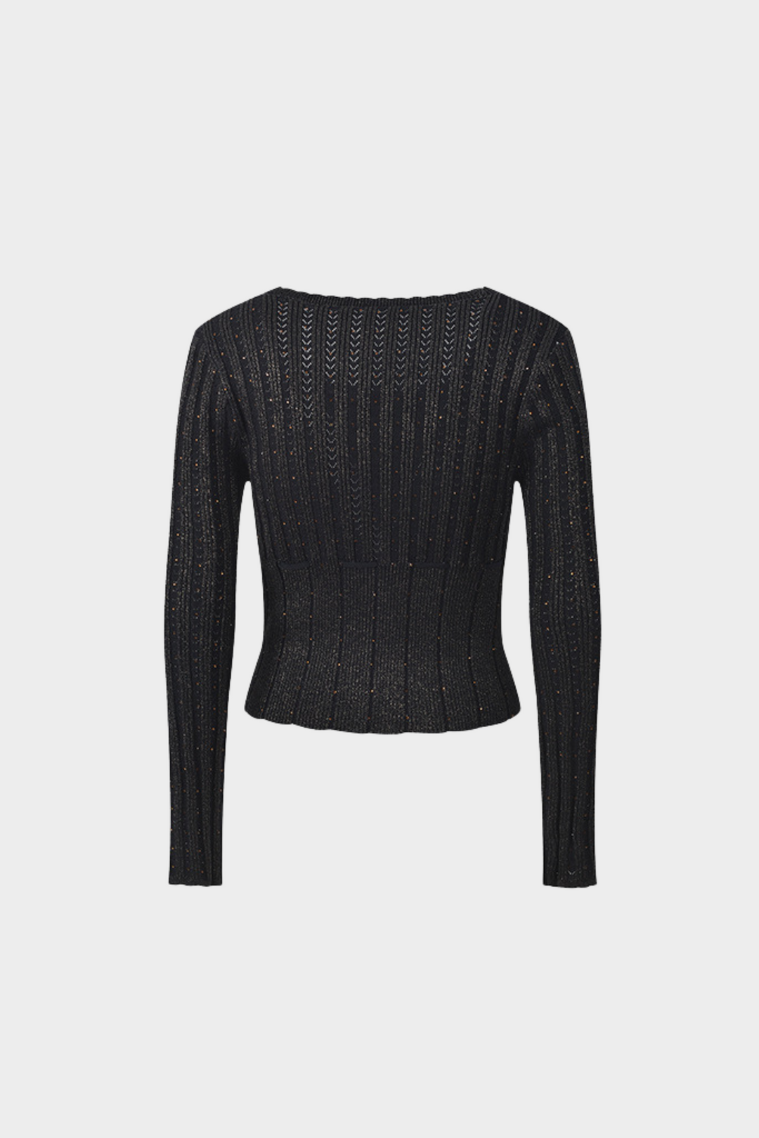 Gleam Beaded Elegance Tencel Knit Tie Waist Top