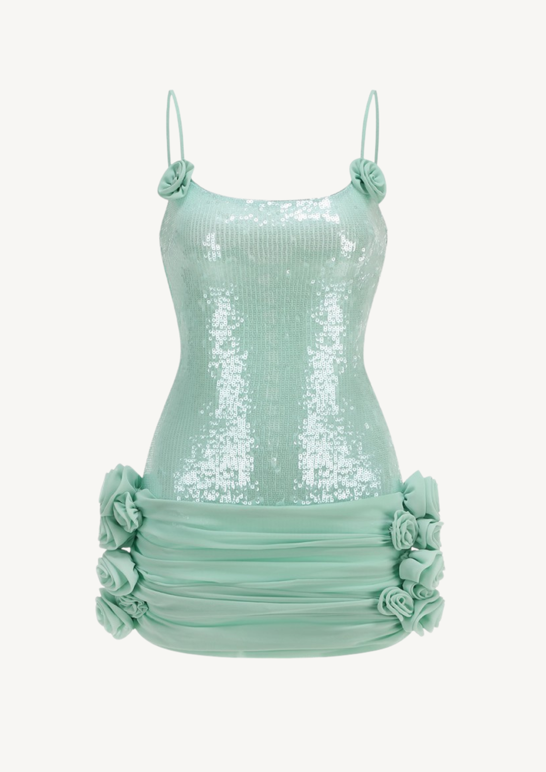 Aqua Siren Sequin Floral Mini Dress