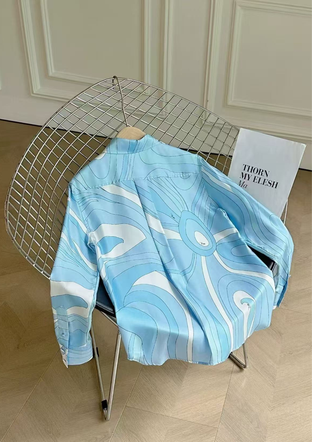Ocean Wave Satin Shirt &amp; Pants Set