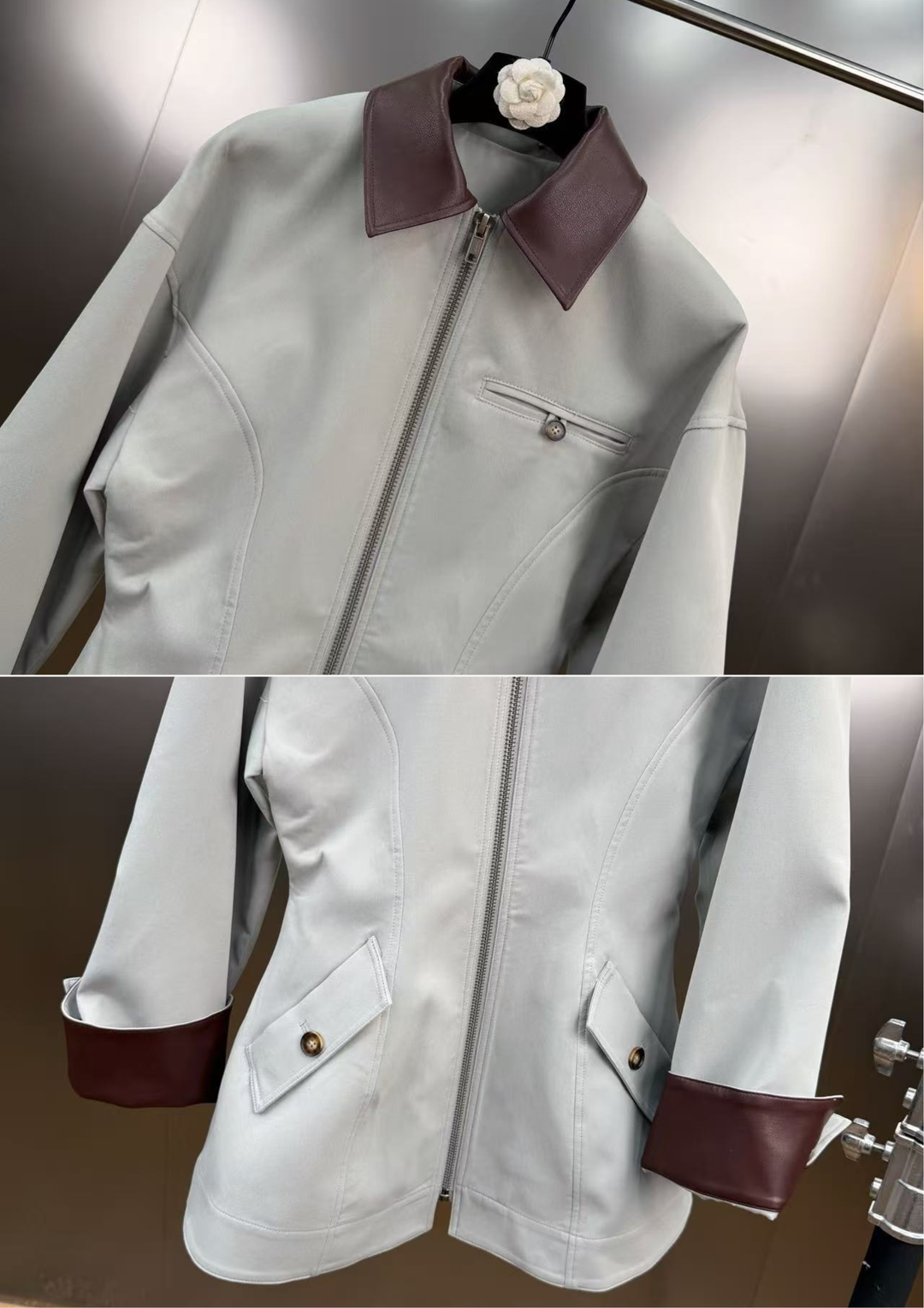 Valencia Leather Trim Zip Jacket