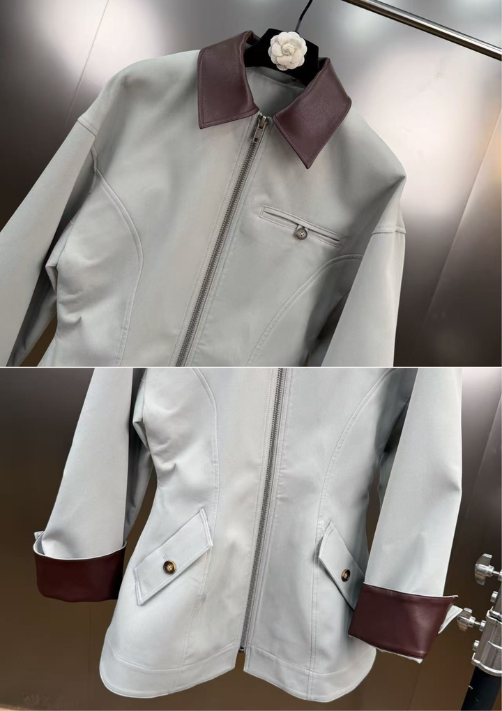 Valencia Leather Trim Zip Jacket
